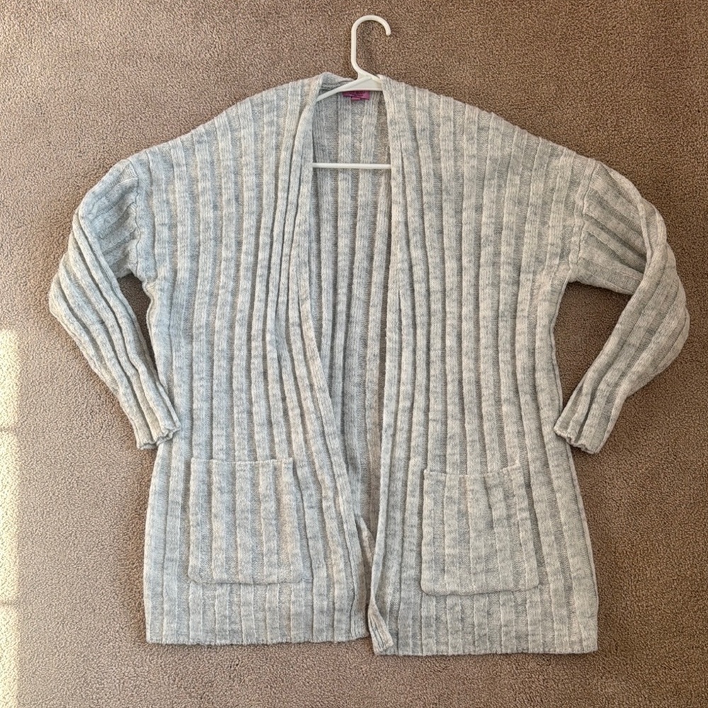 Cozy Gray Open-Front Sweater